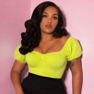 ISO Chartreuse Green Powder Puff Top Vixen L XL